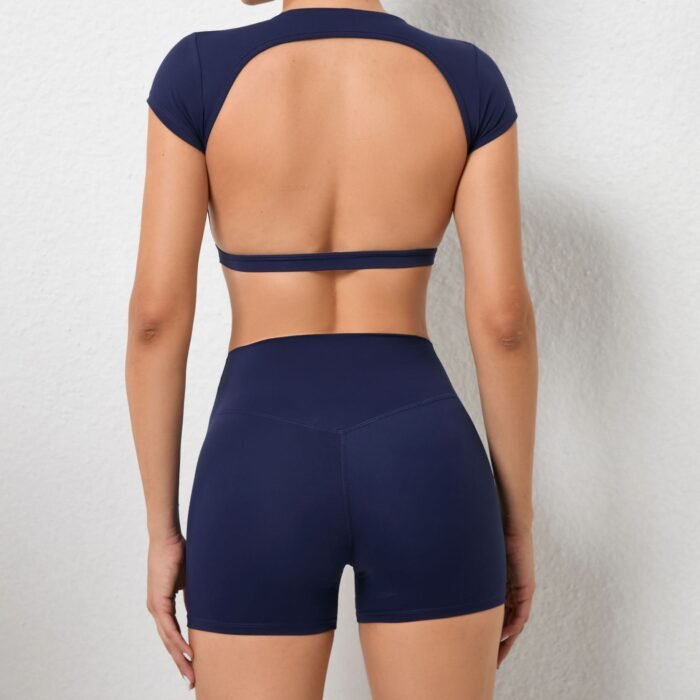 Short Sleeve Shorts and tights fitness Suits H012 - Image 10