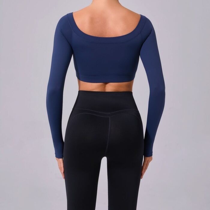 Long Sleeve Square Collar Gym Tops H010 - Image 4