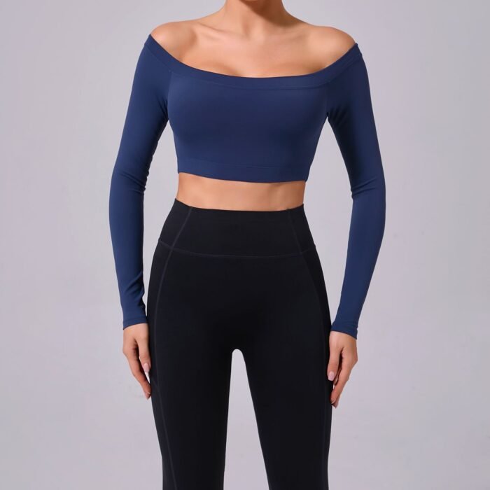 Long Sleeve Square Collar Gym Tops H010