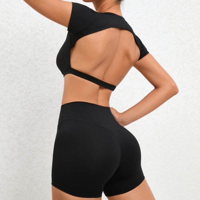 Short Sleeve Shorts and tights fitness Suits H012 - Image 5