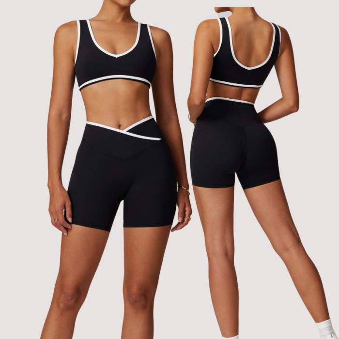 Contrast Patchwork Sports Bra Yoga Sets H006 - Image 2