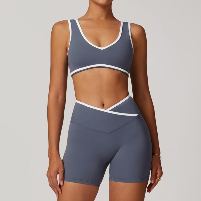 Contrast Patchwork Sports Bra Yoga Sets H006 - Image 4