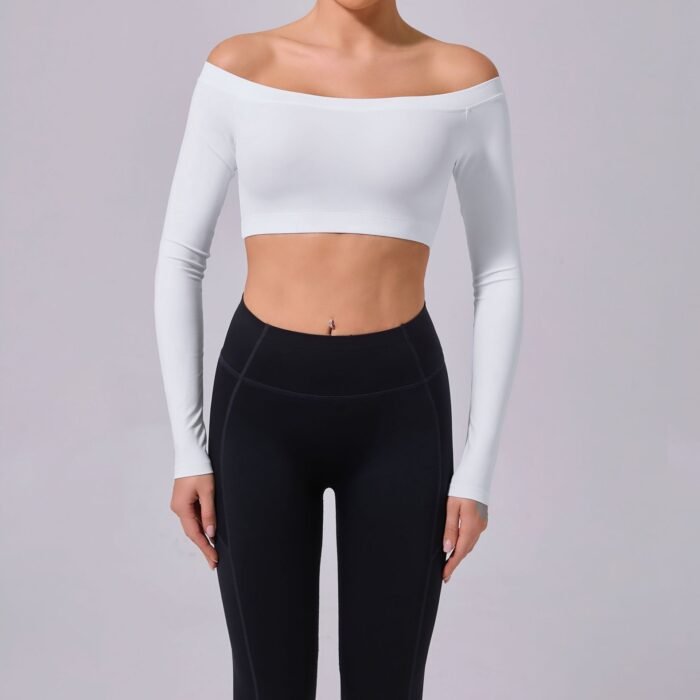 Long Sleeve Square Collar Gym Tops H010 - Image 6