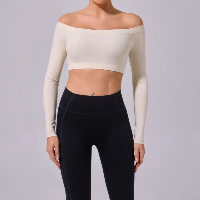Long Sleeve Square Collar Gym Tops H010 - Image 8