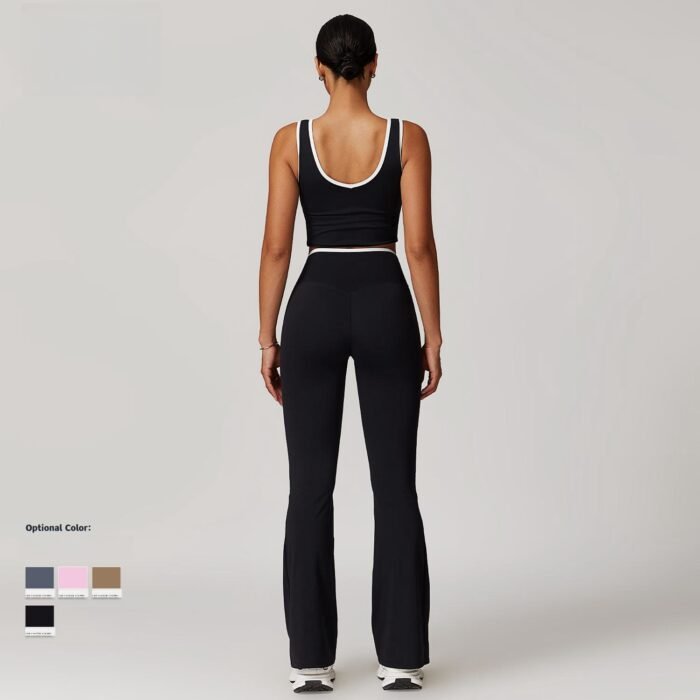 High Stretchy Vests and Flare Pants Fitness Suits H009 - Image 6
