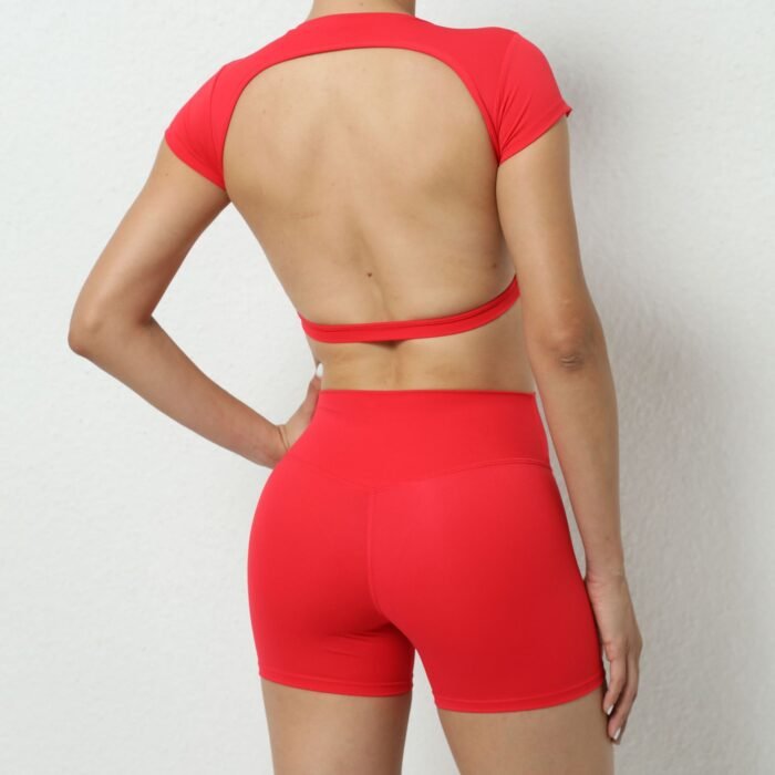 Short Sleeve Shorts and tights fitness Suits H012 - Image 6