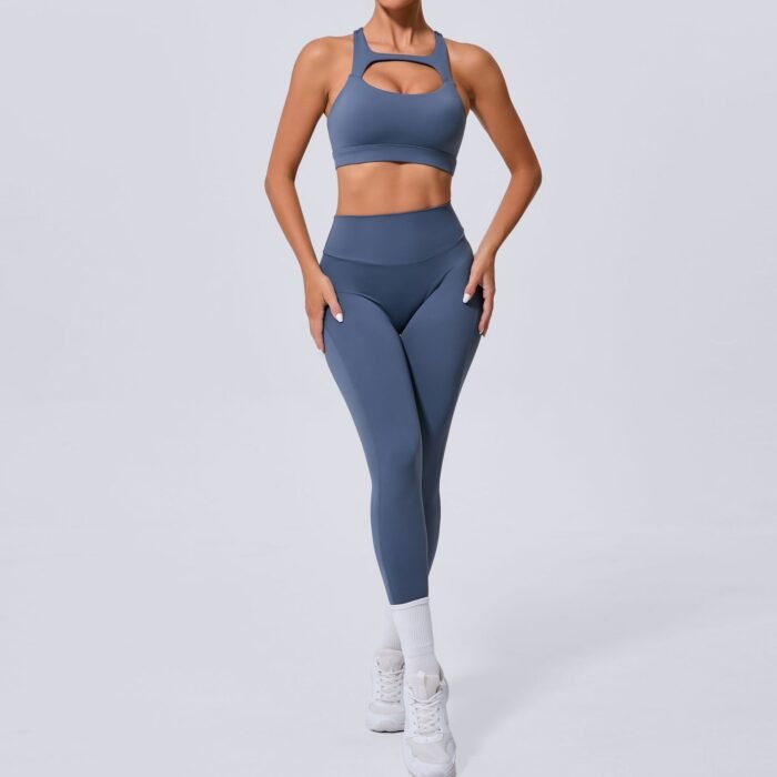 Push Up Sports bra and pockets pants fitness wear H011 - Image 2