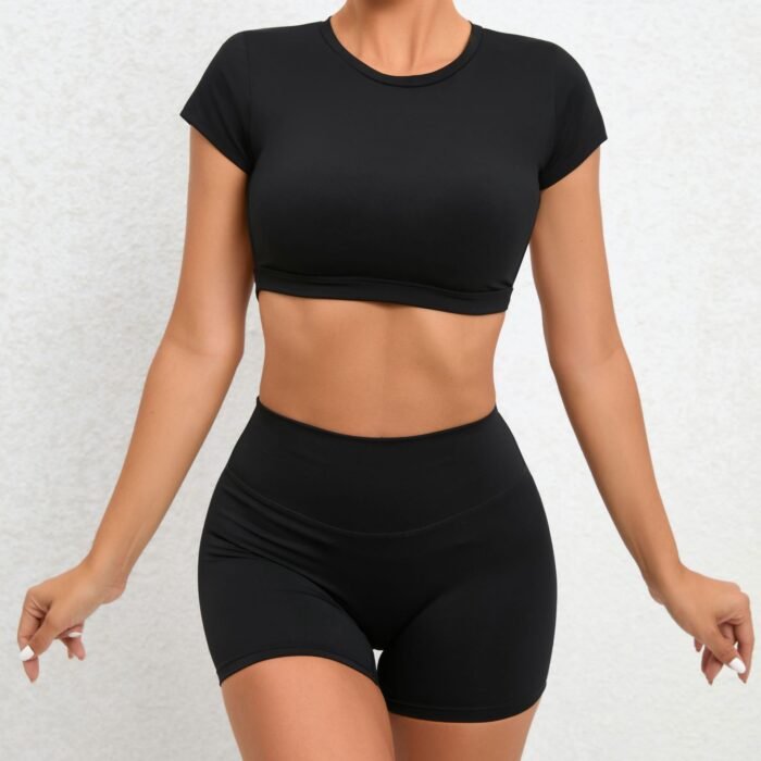 Short Sleeve Shorts and tights fitness Suits H012 - Image 2