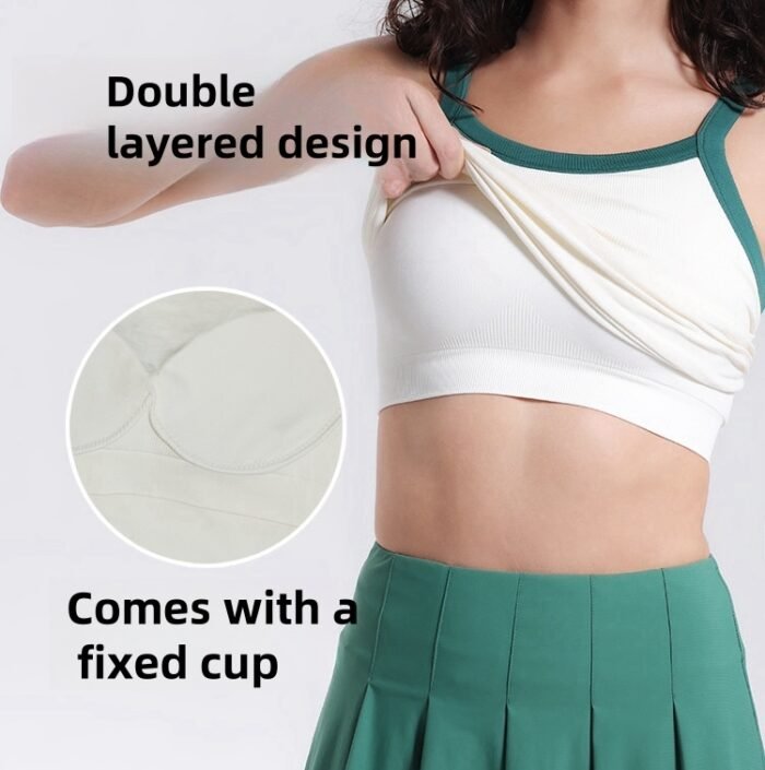 Seamless Non-sleeve Buit In Yoga Vests H015