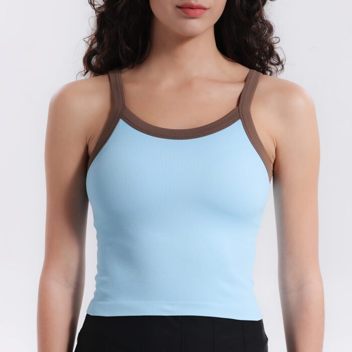 Seamless Non-sleeve Buit In Yoga Vests H015 - Image 6