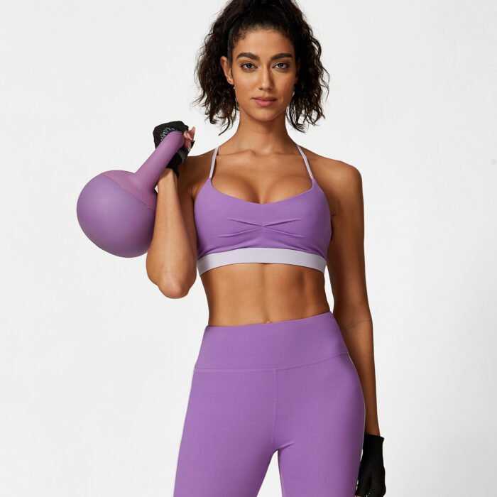 Color Patchwork Sexy Bra and leggings Gym Suits H017