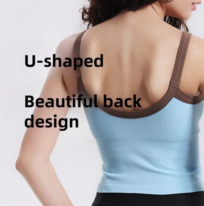 Seamless Non-sleeve Buit In Yoga Vests H015 - Image 4