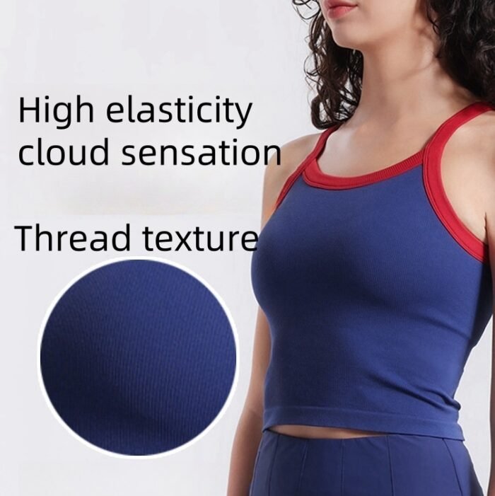 Seamless Non-sleeve Buit In Yoga Vests H015 - Image 3