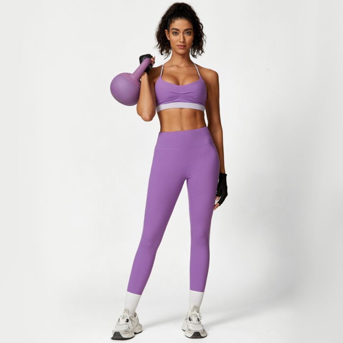 Color Patchwork Sexy Bra and leggings Gym Suits H017 - Image 4