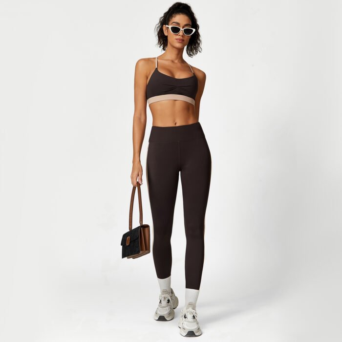 Color Patchwork Sexy Bra and leggings Gym Suits H017 - Image 6