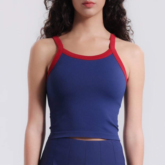 Seamless Non-sleeve Buit In Yoga Vests H015 - Image 5
