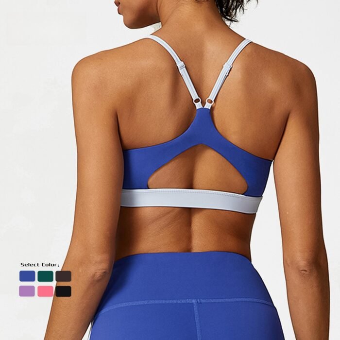 Color Patchwork Sexy Bra and leggings Gym Suits H017 - Image 2