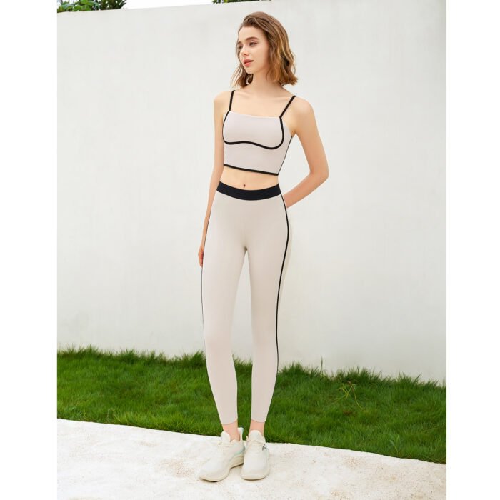 Color Patchwork Bran and Legging Gym Suits H023 - Image 5