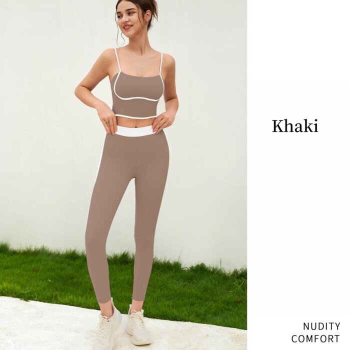 Color Patchwork Bran and Legging Gym Suits H023 - Image 6