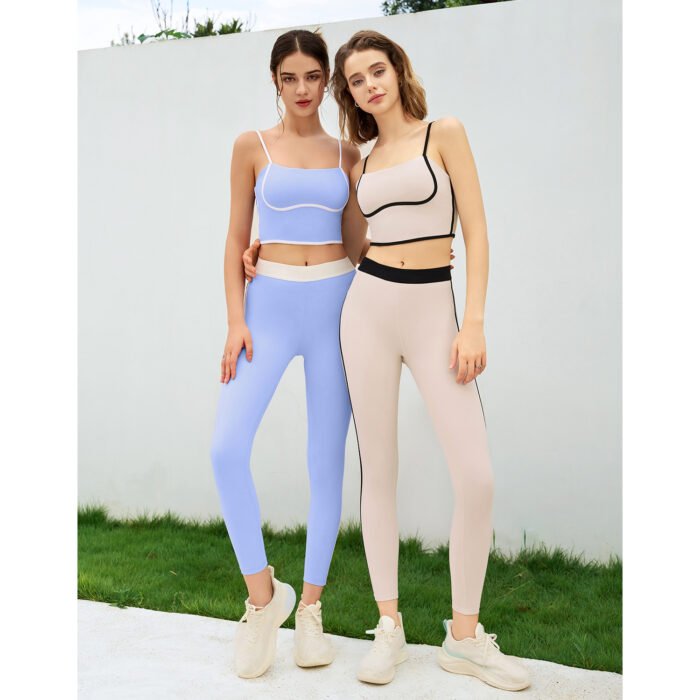 Color Patchwork Bran and Legging Gym Suits H023