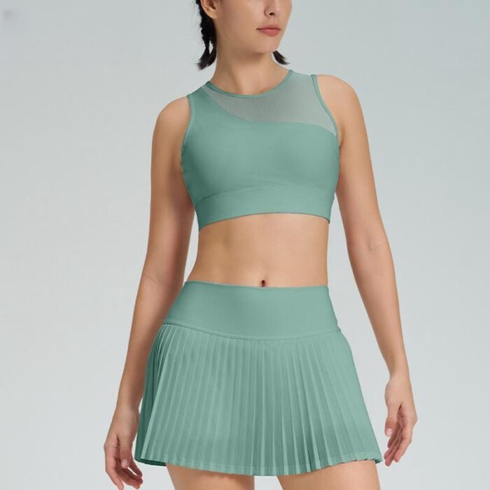Built in short Sleeve Tops and Shorts Workout Suits H022 - Image 4