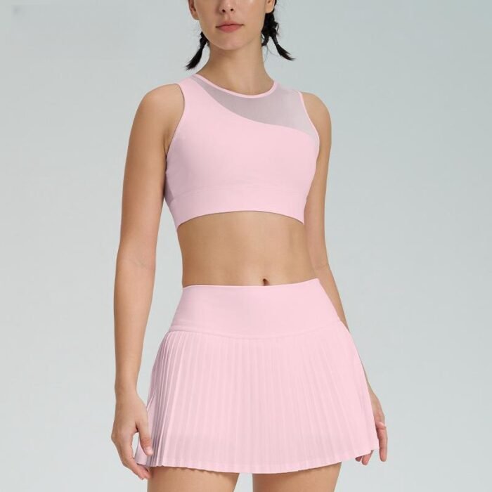 Built in short Sleeve Tops and Shorts Workout Suits H022 - Image 5
