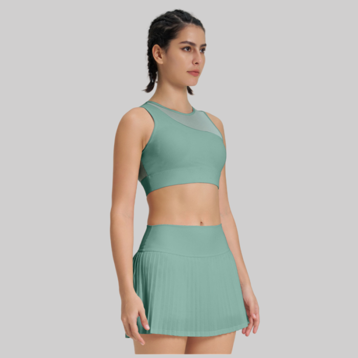 Built in short Sleeve Tops and Shorts Workout Suits H022 - Image 2