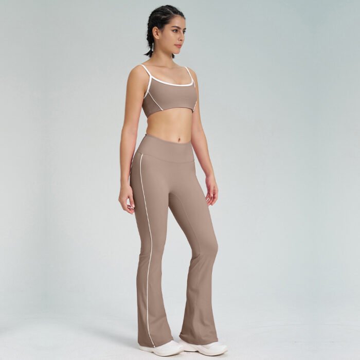 Color Patchwork Sports Bra and Flare Pants Workout Suits H019 - Image 7