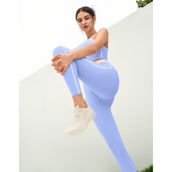 Color Patchwork Bran and Legging Gym Suits H023 - Image 4