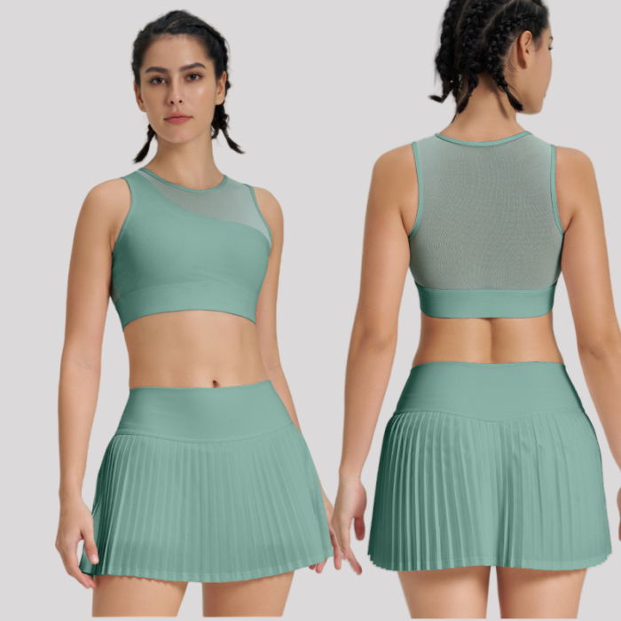 Built in short Sleeve Tops and Shorts Workout Suits H022