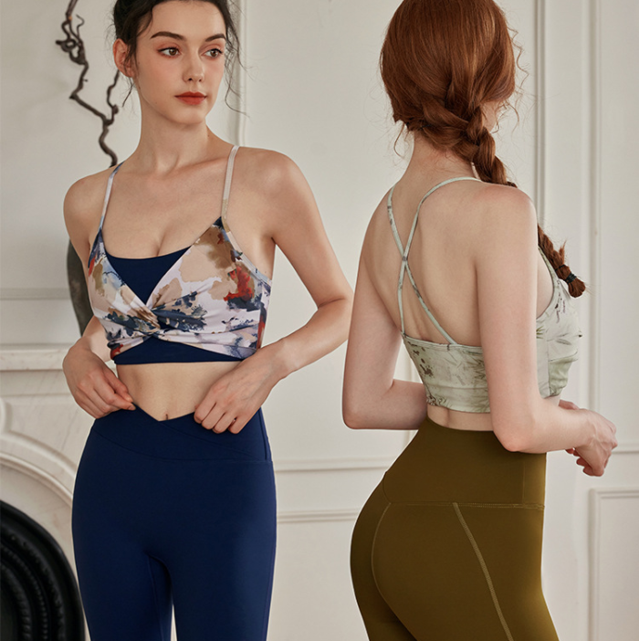 Wholesales Printing Sports Bra and  Gym  Leggings Sets H028 - Image 2