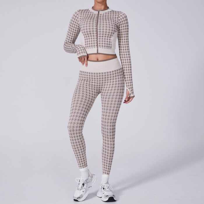 Hounds Tooth Pattern Pilate Clothes Gym Suits H025 - Image 5