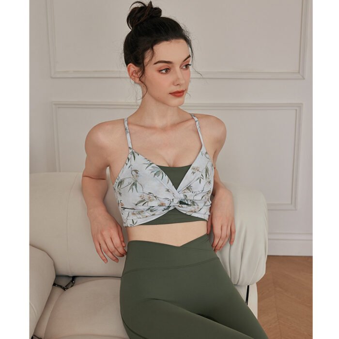 Wholesales Printing Sports Bra and  Gym  Leggings Sets H028 - Image 5