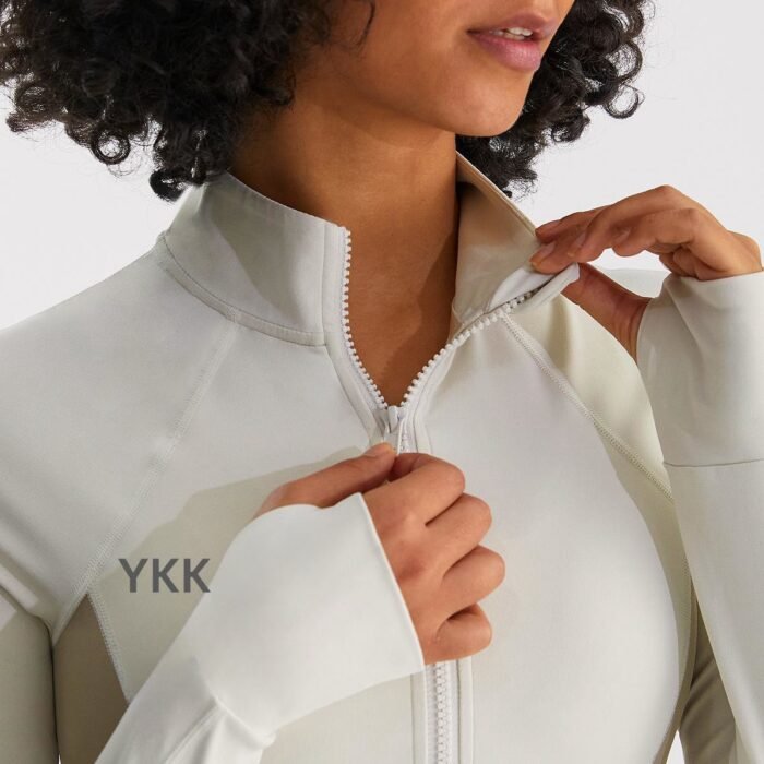 Full Zipper Slim Fit Women's Color Blocking Jackets H036 - Image 4