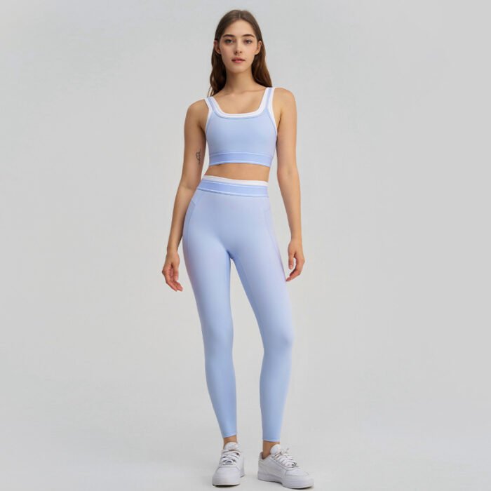 Ladies Built in Gym Bra High Waist Pockets Leggings Pilates Suits H044 - Image 8