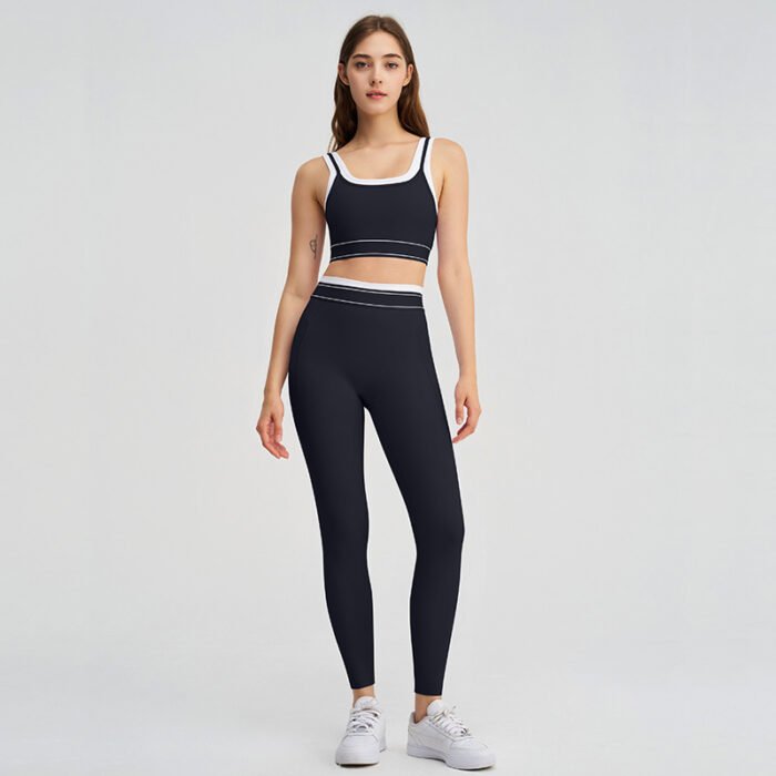 Ladies Built in Gym Bra High Waist Pockets Leggings Pilates Suits H044 - Image 6