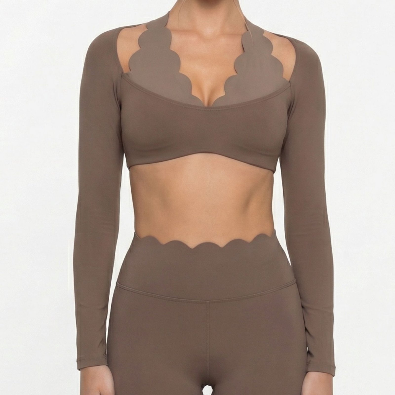 2026 New Premium Long Sleeve Sexy Scallop Gym Sports Bra H049 - Image 7