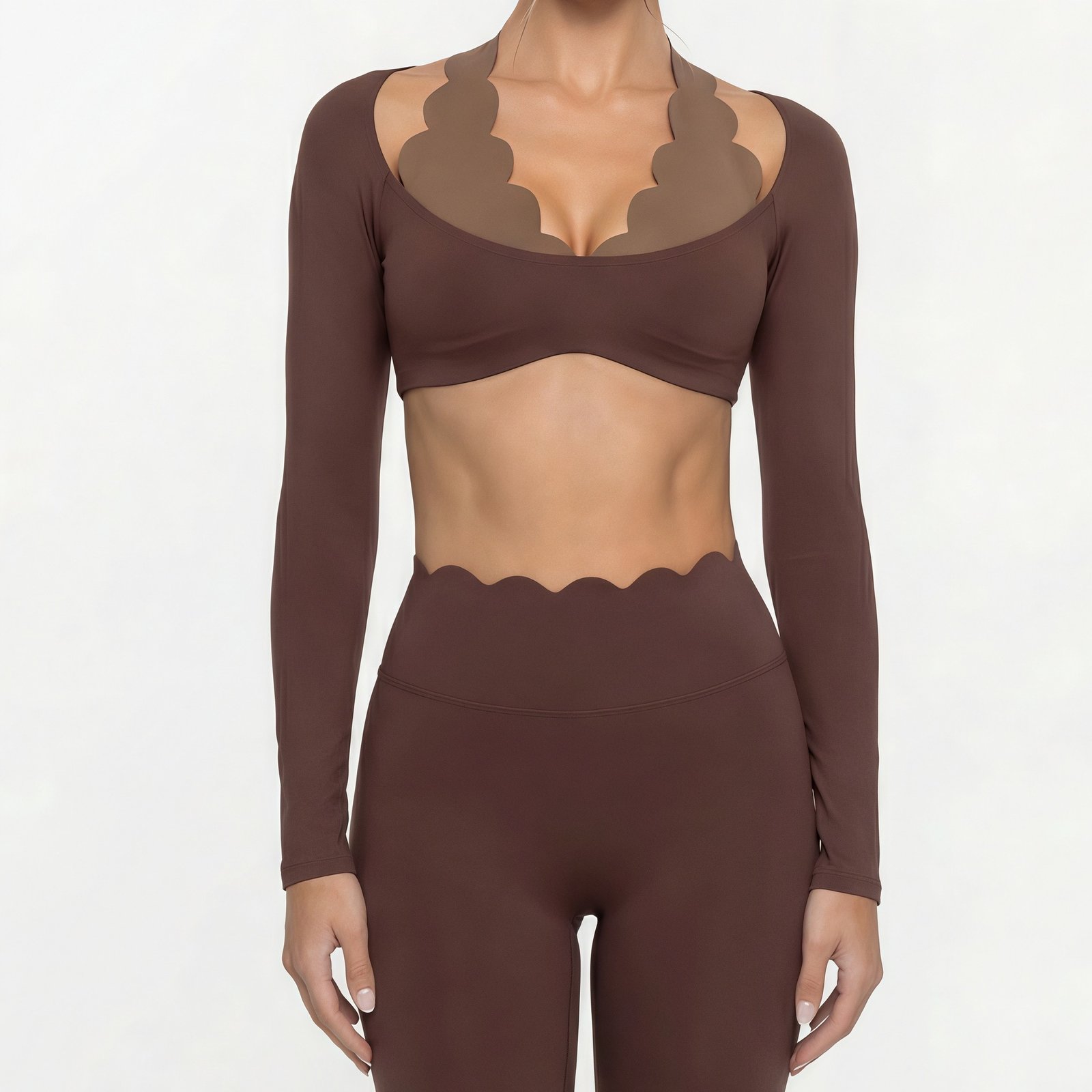 2026 New Premium Long Sleeve Sexy Scallop Gym Sports Bra H049 - Image 6