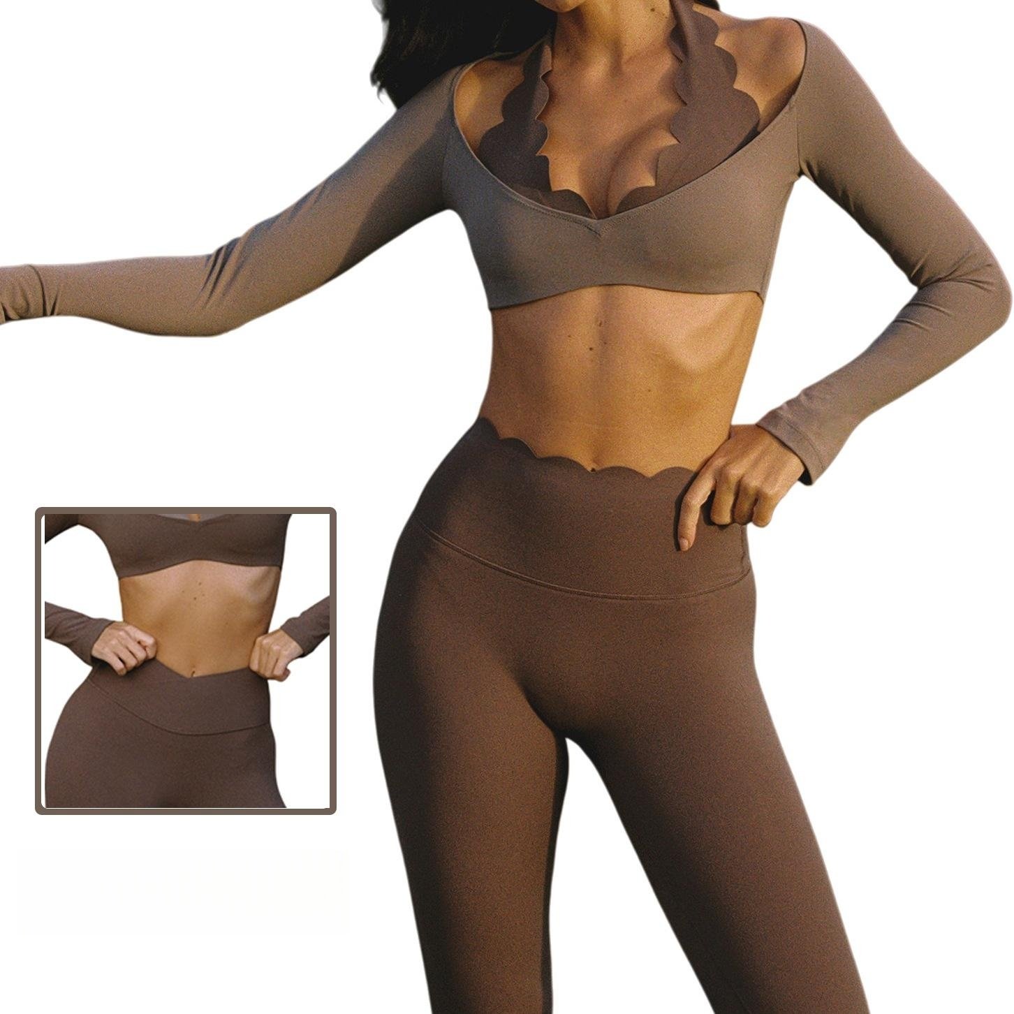 2026 New Premium Long Sleeve Sexy Scallop Gym Sports Bra H049 - Image 3
