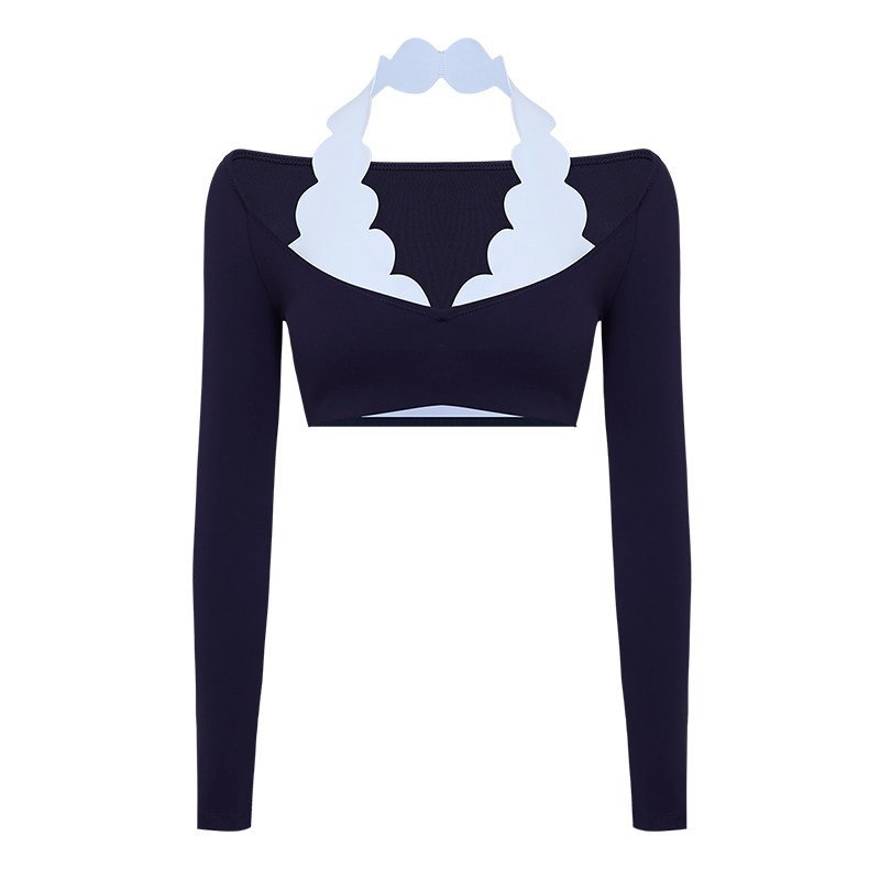 2026 New Premium Long Sleeve Sexy Scallop Gym Sports Bra H049 - Image 8