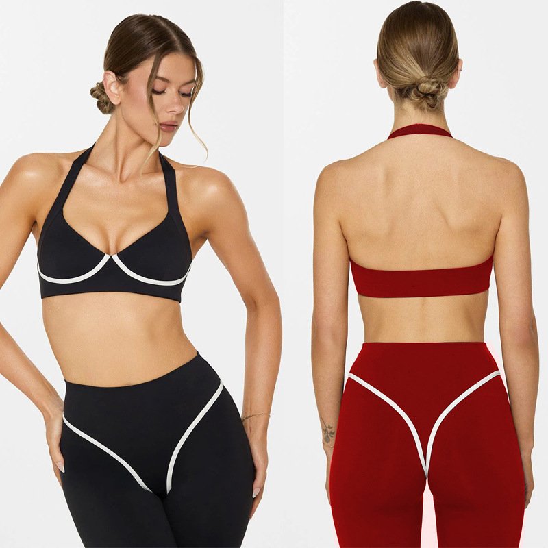 hite Banding Sports Bra Yoga Sets High Waist Push Up Leggings 2 Pieces Gym Suits H056 - Image 3