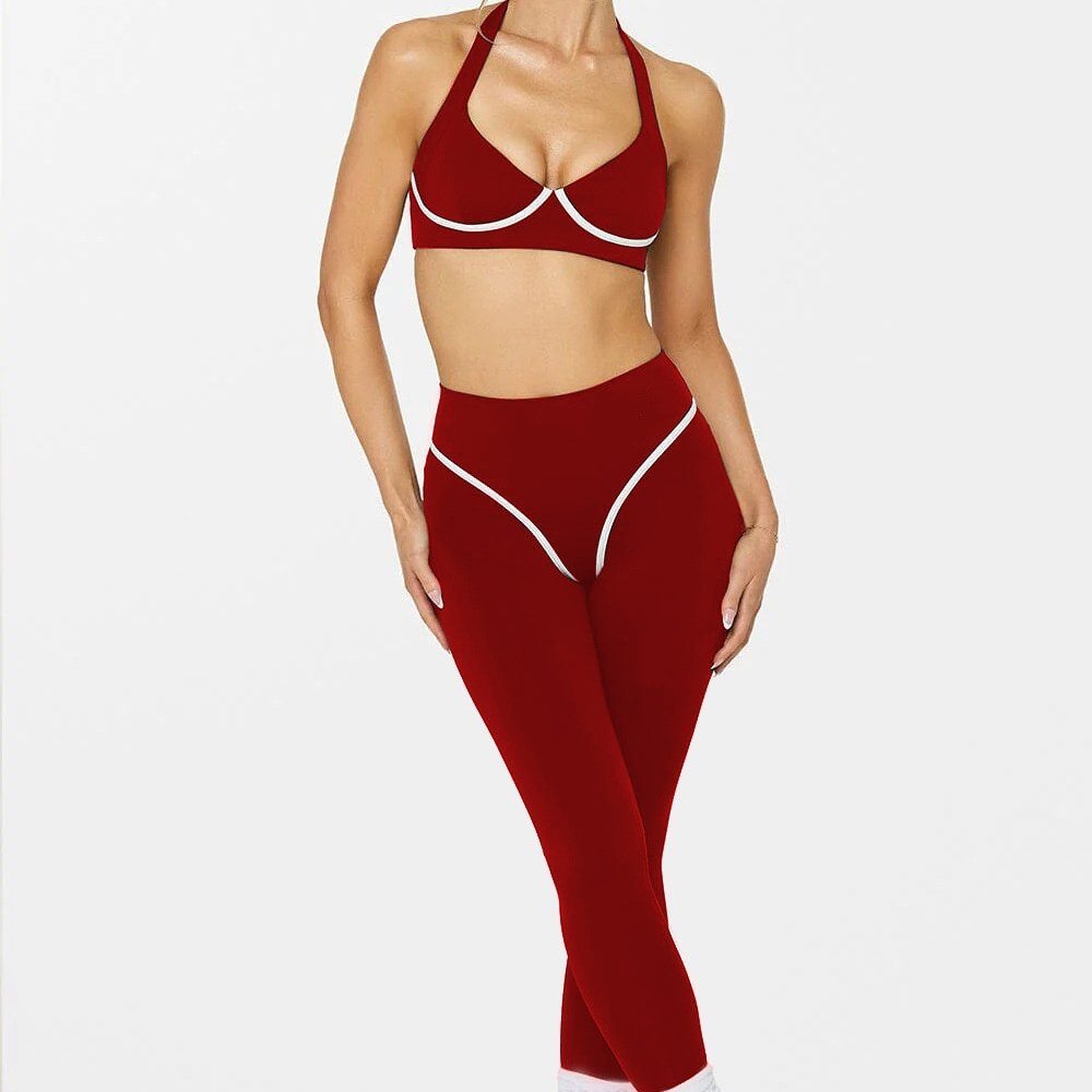 hite Banding Sports Bra Yoga Sets High Waist Push Up Leggings 2 Pieces Gym Suits H056 - Image 7
